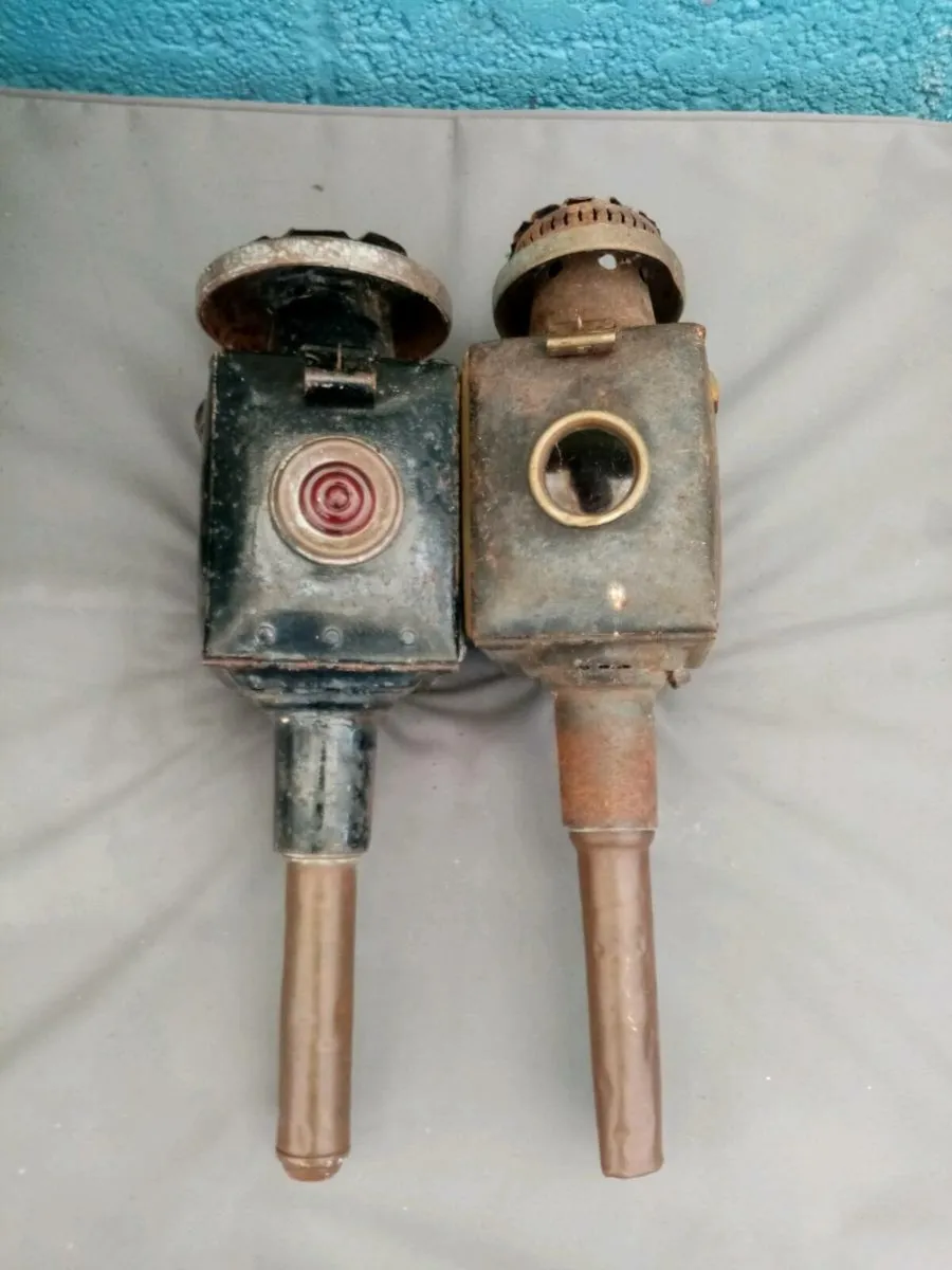 2 Antique Carriage Lamps Large - Image 2