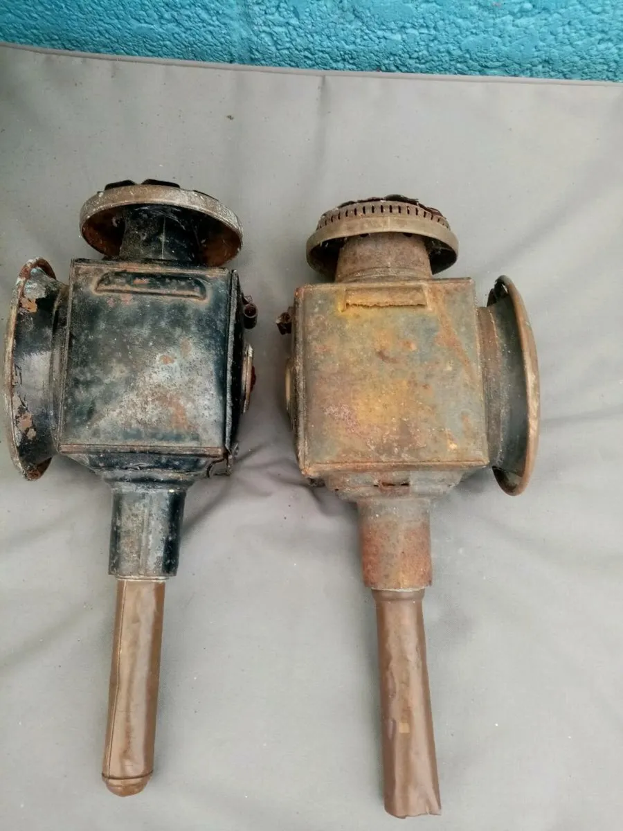 2 Antique Carriage Lamps Large - Image 3