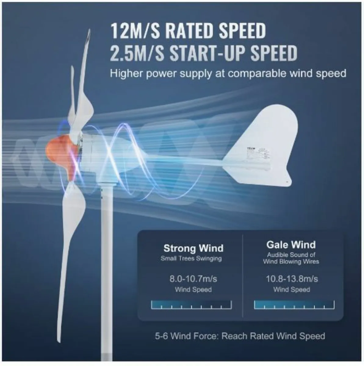 800W Wind Turbine Generator 12V 3-Blade Wind - Image 3