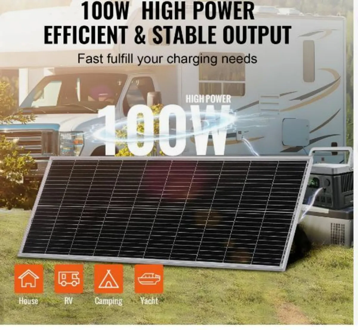100W Monocrystalline Solar Panel Kit 12V Solar Pan - Image 2