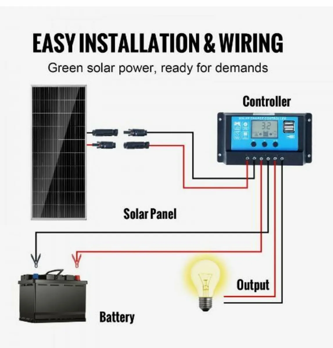 100W Monocrystalline Solar Panel Kit 12V Solar Pan - Image 3