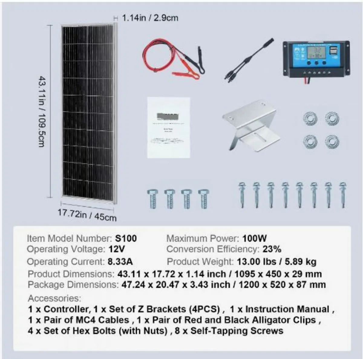 100W Monocrystalline Solar Panel Kit 12V Solar Pan - Image 4