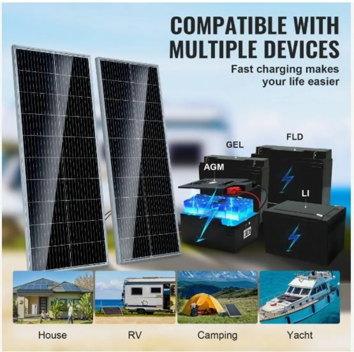 200W Monocrystalline Solar Panel Kit 2PCS Solar - Image 3