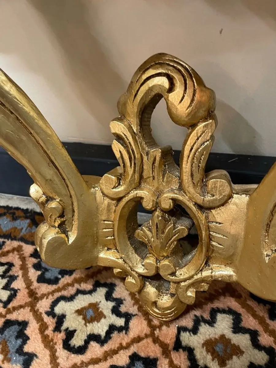 Gilt Wood Marble Top Floating Louis VXI Style Console Table - Image 4