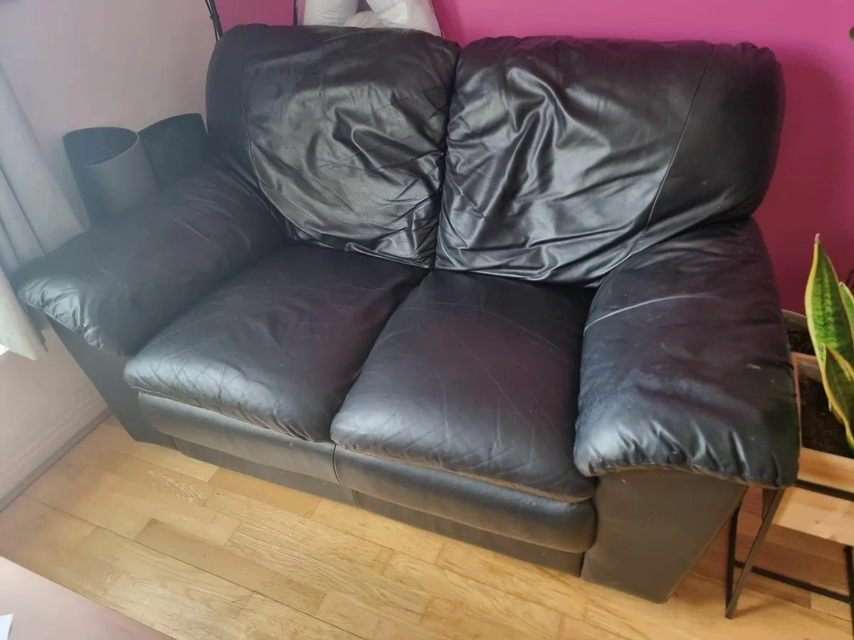 Black Leather Sofa - Image 2