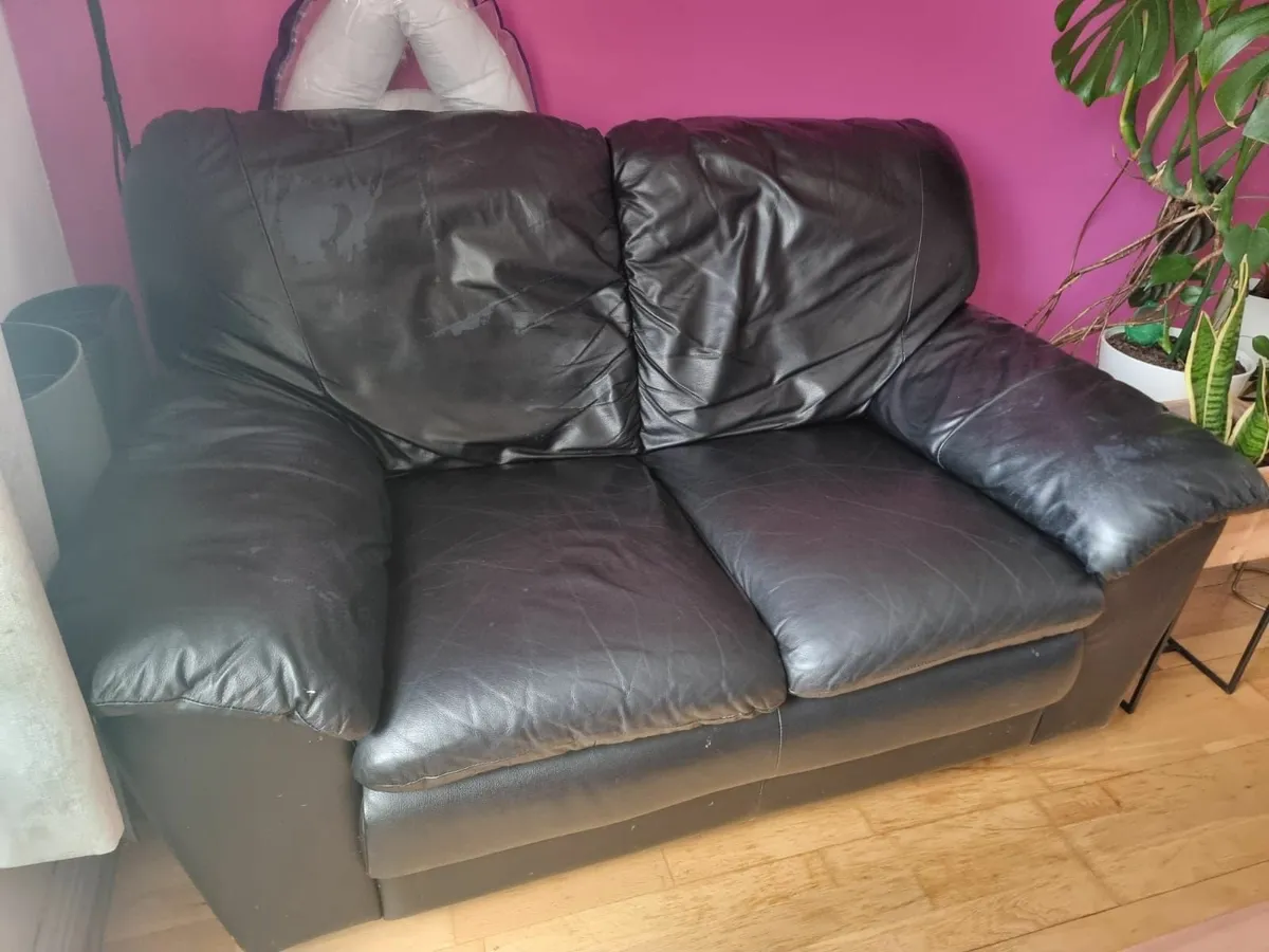 Black Leather Sofa - Image 3