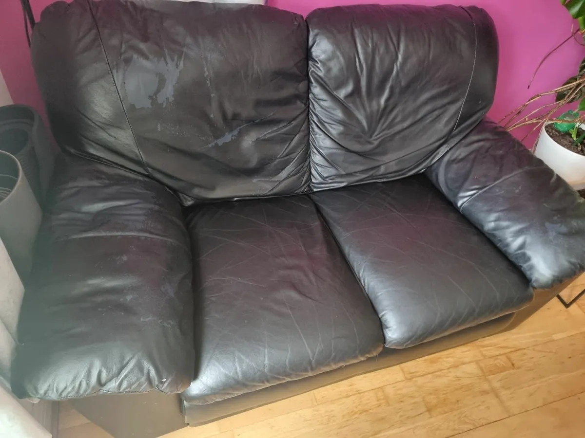 Black Leather Sofa - Image 4