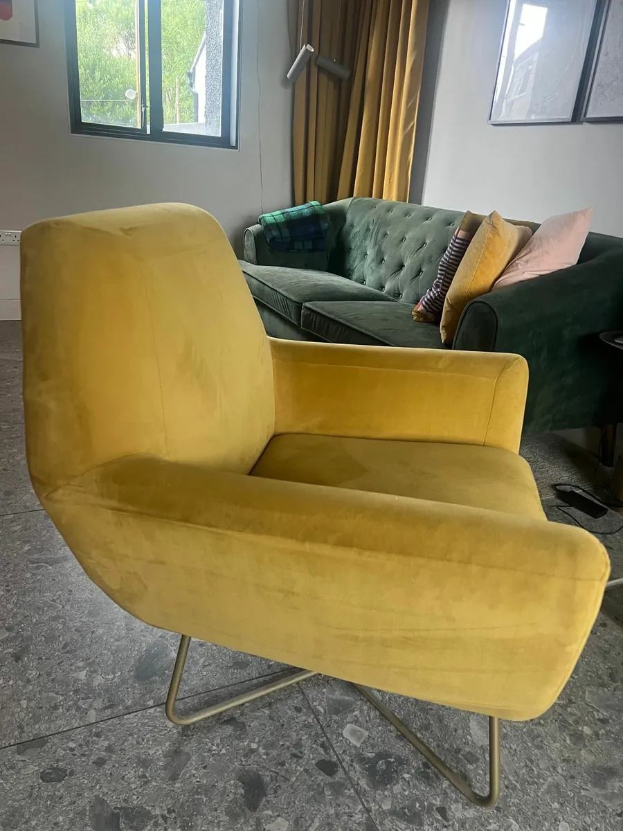 Yellow Velvet Accent Chair - Image 2