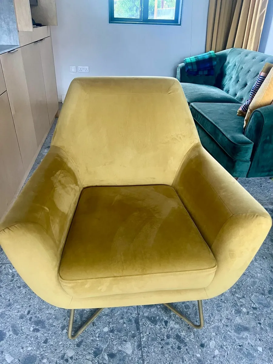 Yellow Velvet Accent Chair - Image 1