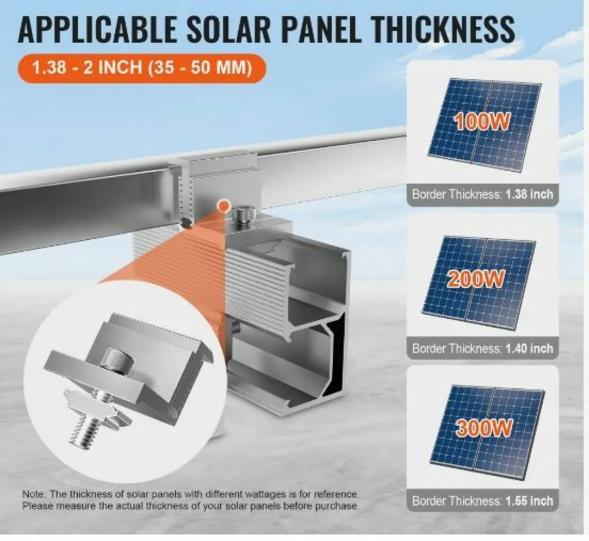 Solar Panel Z Mounting Bracket 35-50mm Adjustable - Image 3