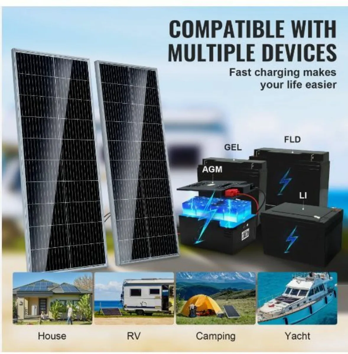 200W Monocrystalline Solar Panel Kit 2PCS Solar - Image 4