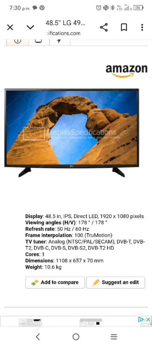 49"lg full HD TV 49lk5100pla not smart - Image 1