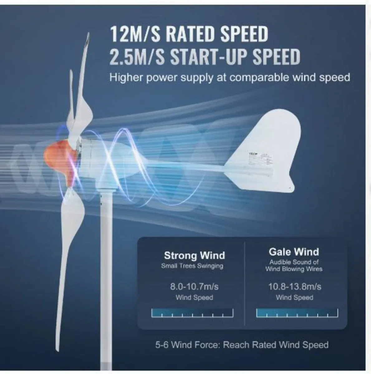 800W Wind Turbine Generator 12V 3-Blade Wind - Image 2