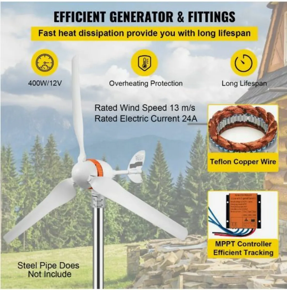 Wind Turbine Generator, 12V/AC Wind Turbine Kit - Image 4