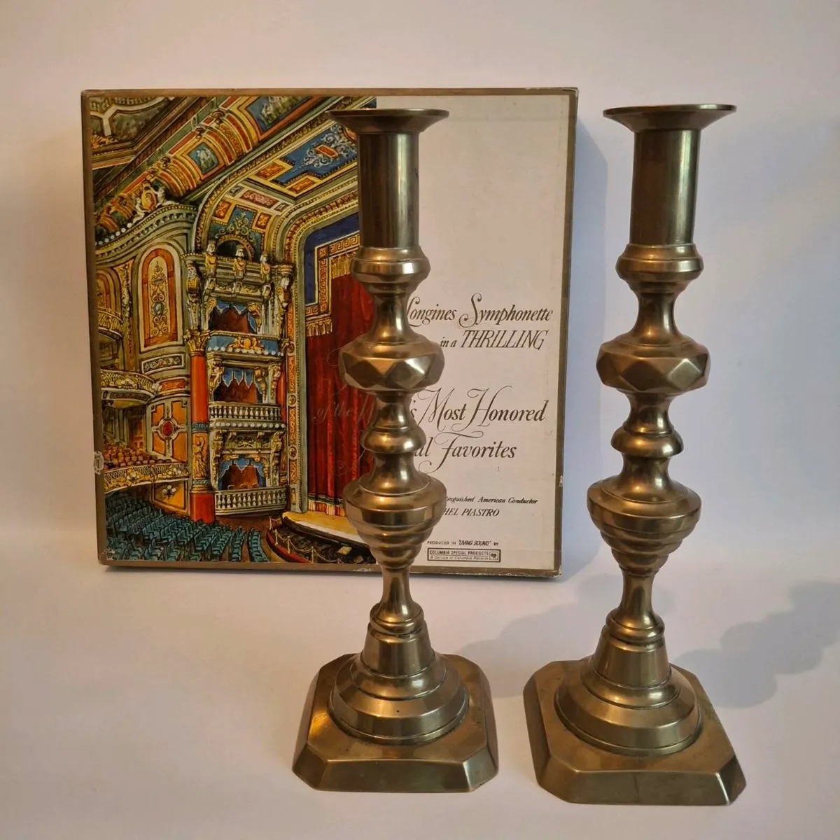 Tall Pair of Brass Candlestick Holders - Image 1