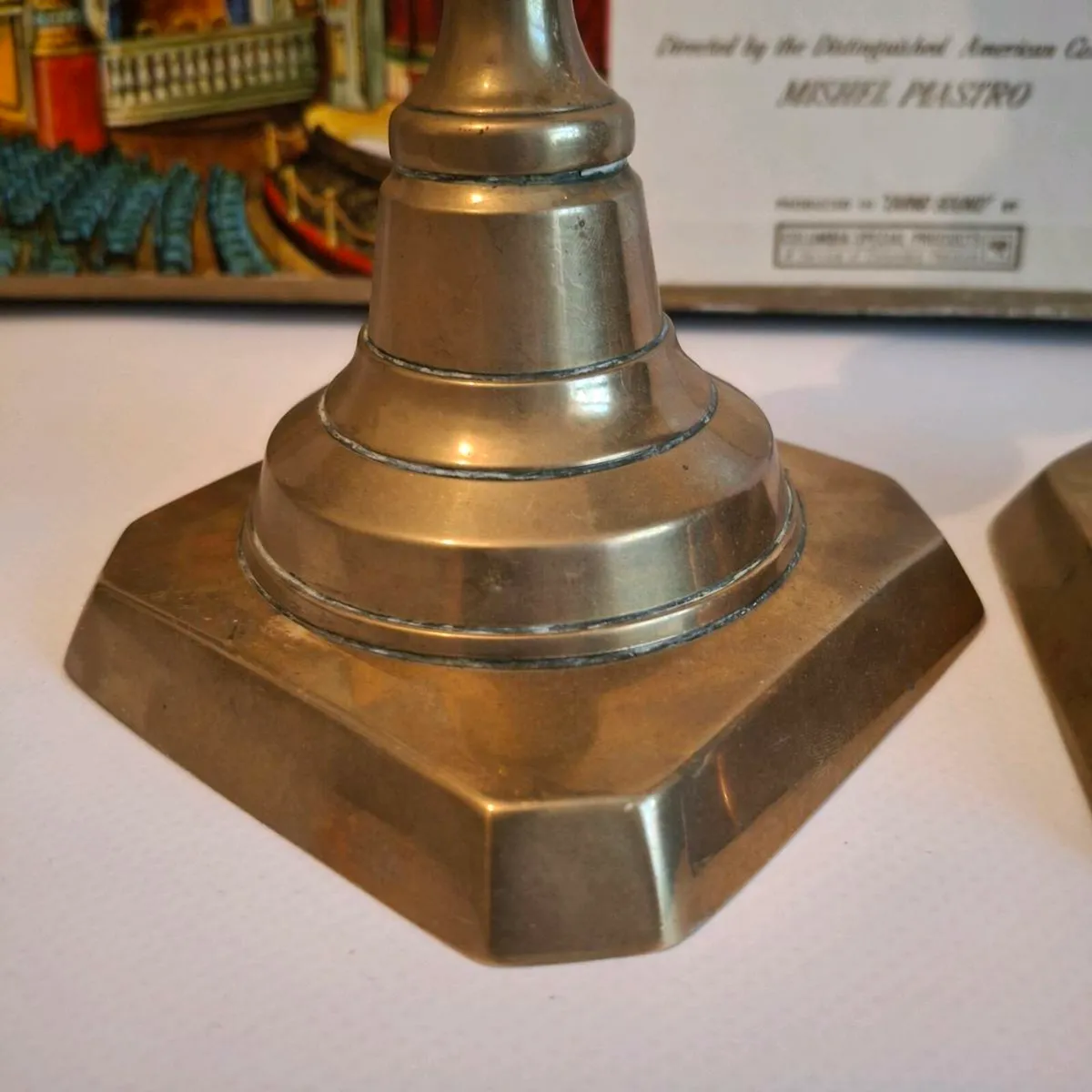 Tall Pair of Brass Candlestick Holders - Image 2