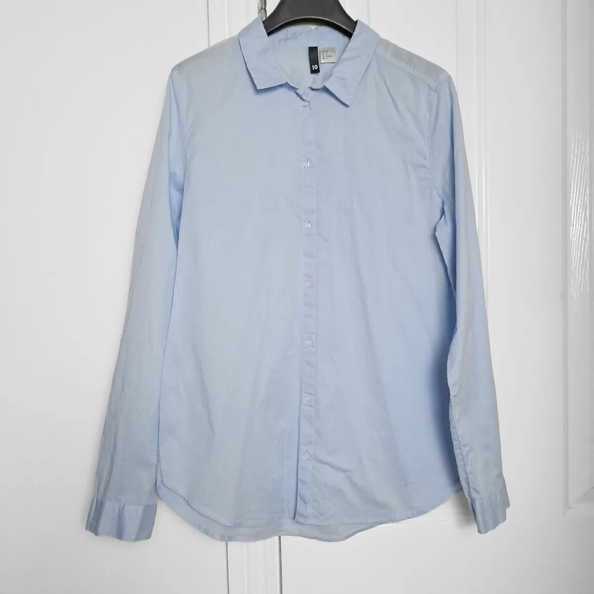 H&M Light Blue Long Sleeve Button Up Shirt 10UK - Image 1