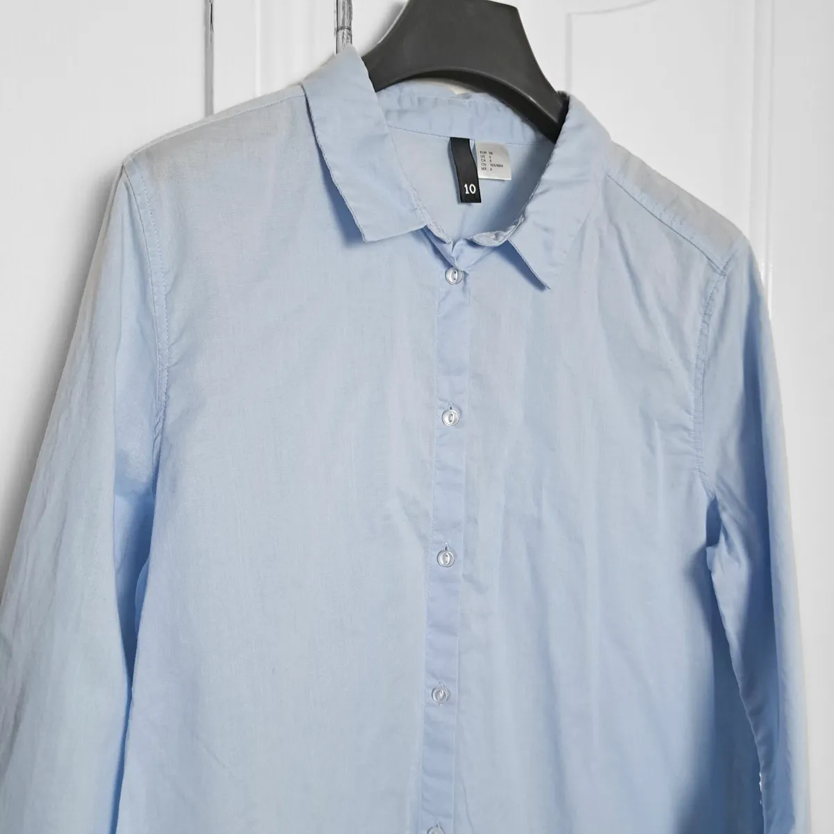 H&M Light Blue Long Sleeve Button Up Shirt 10UK - Image 3