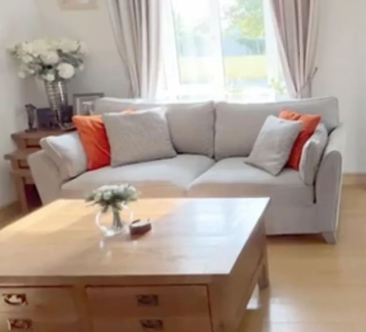 Sofa three seater light grey - Image 1
