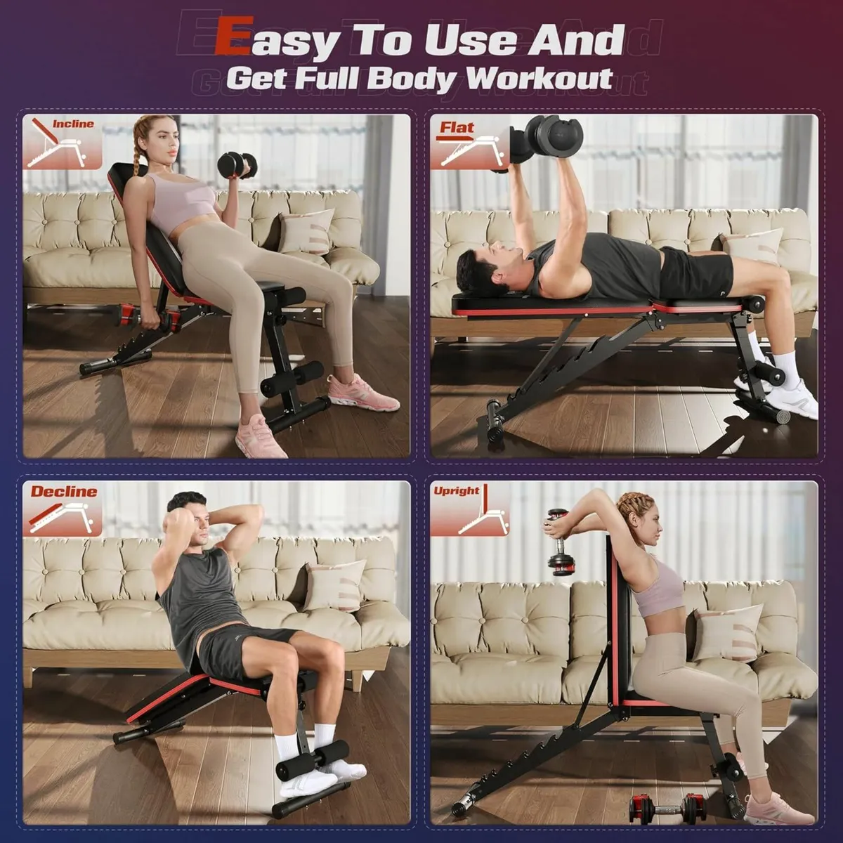 Adjustable Bench Weight Bench Full Body Workout - Image 4
