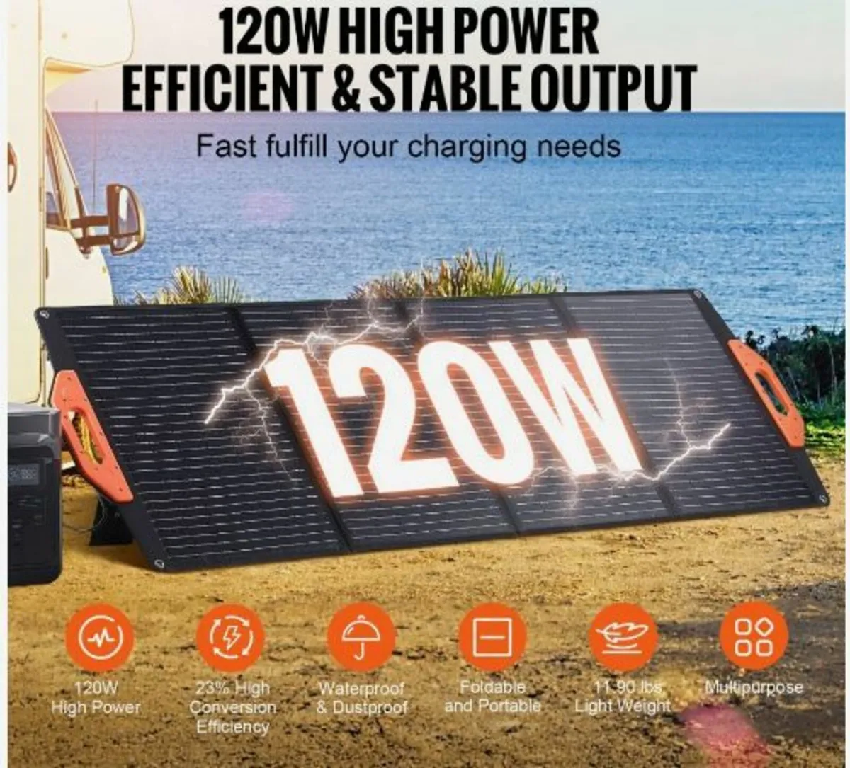 Portable Monocrystalline Solar Panel 120W - Image 1