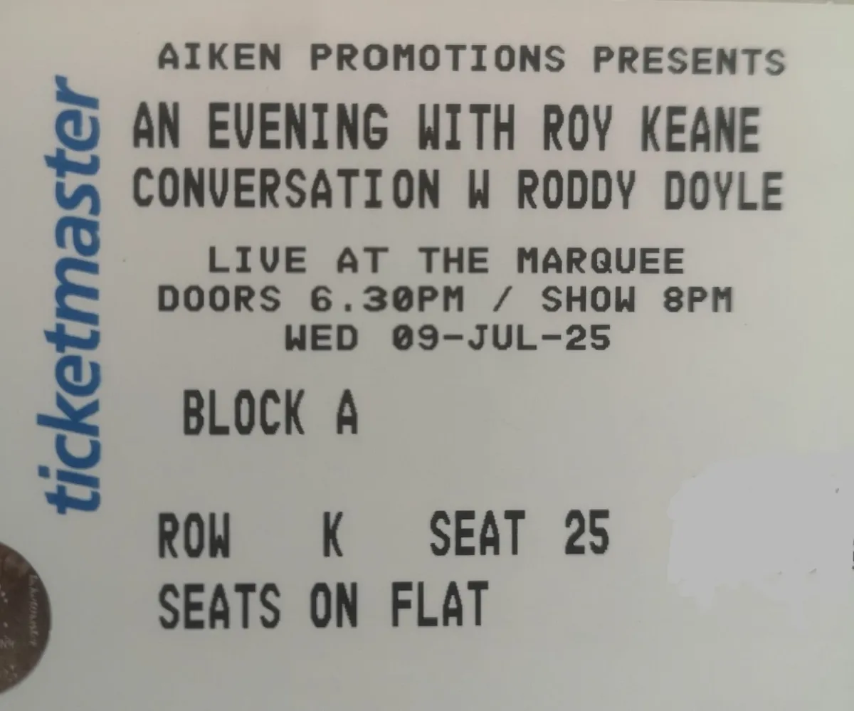 Roy Keane with Roddy Doyle.Wed 9 July Marquee Cork