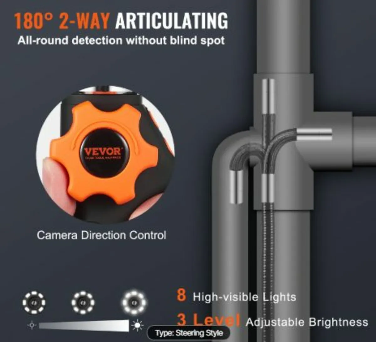 Borescope Endoscope Two-Way 180° Articulating 5" - Image 2