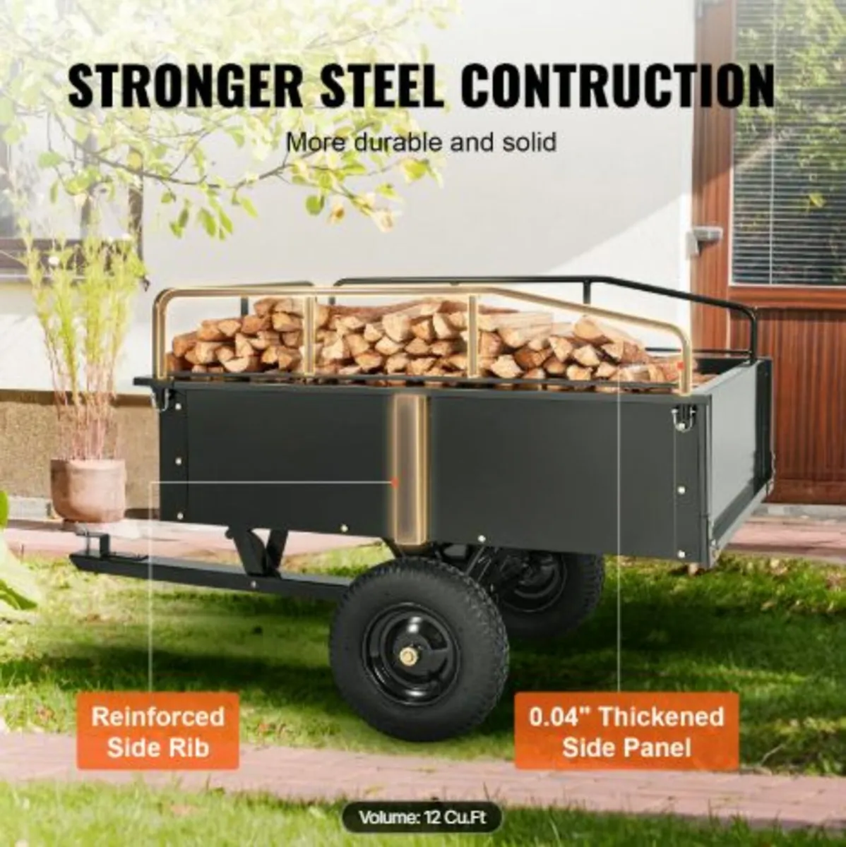 750-Pound Heavy Duty ATV Trailer Steel Dump Cart - Image 2