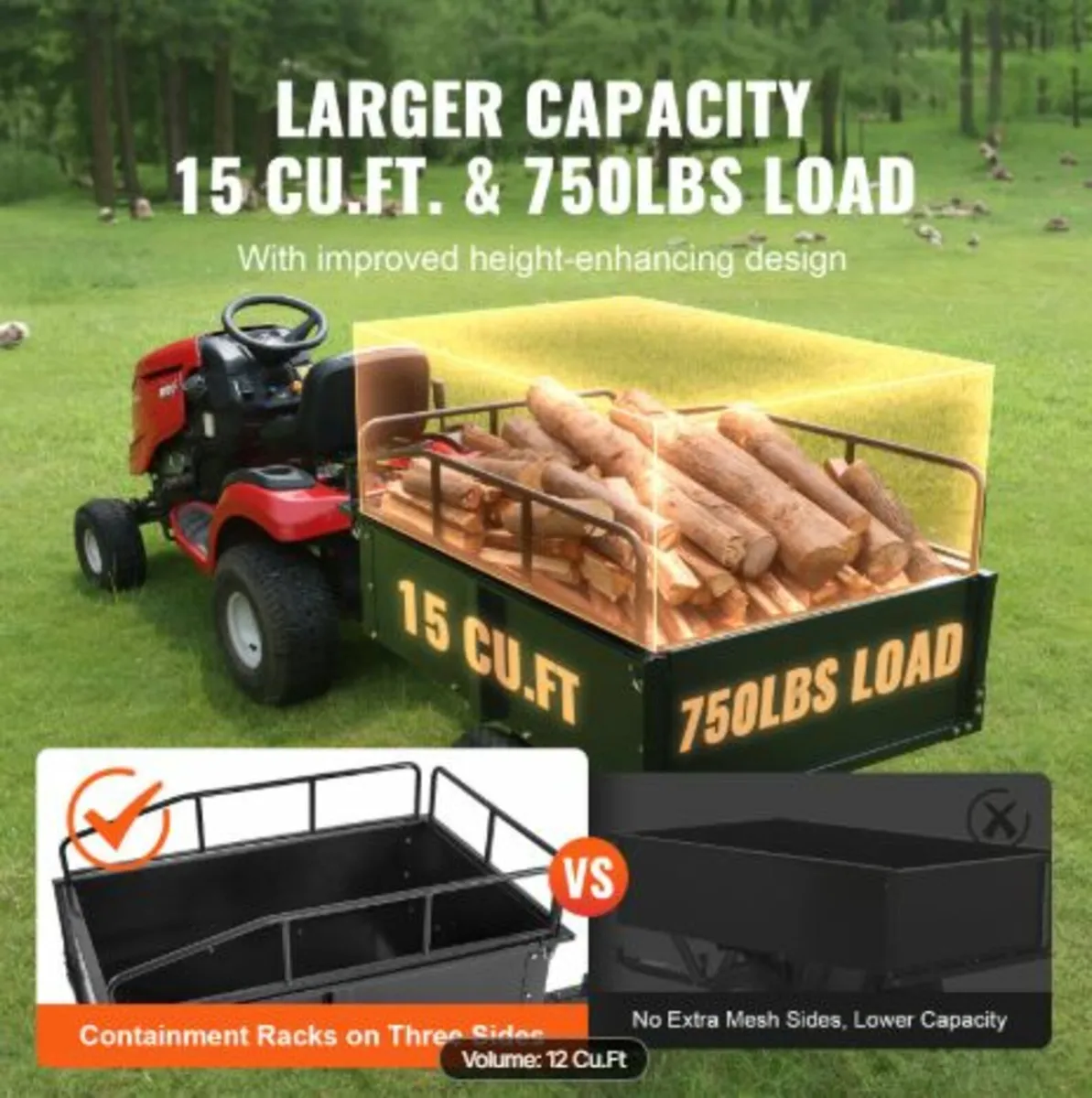750-Pound Heavy Duty ATV Trailer Steel Dump Cart - Image 4