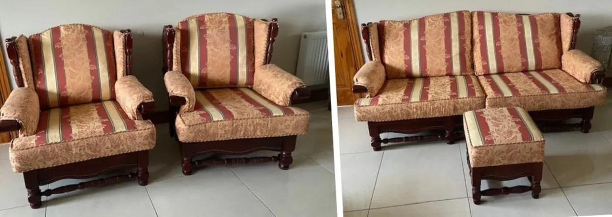 Bespoke Sofa + 2 Armchairs + Foot Stool/Ottoman - Image 2