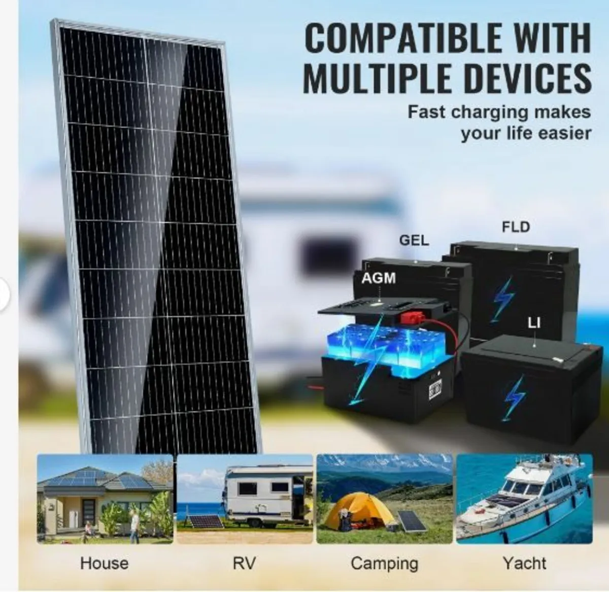 100W Monocrystalline Solar Panel Kit 12V Solar - Image 3