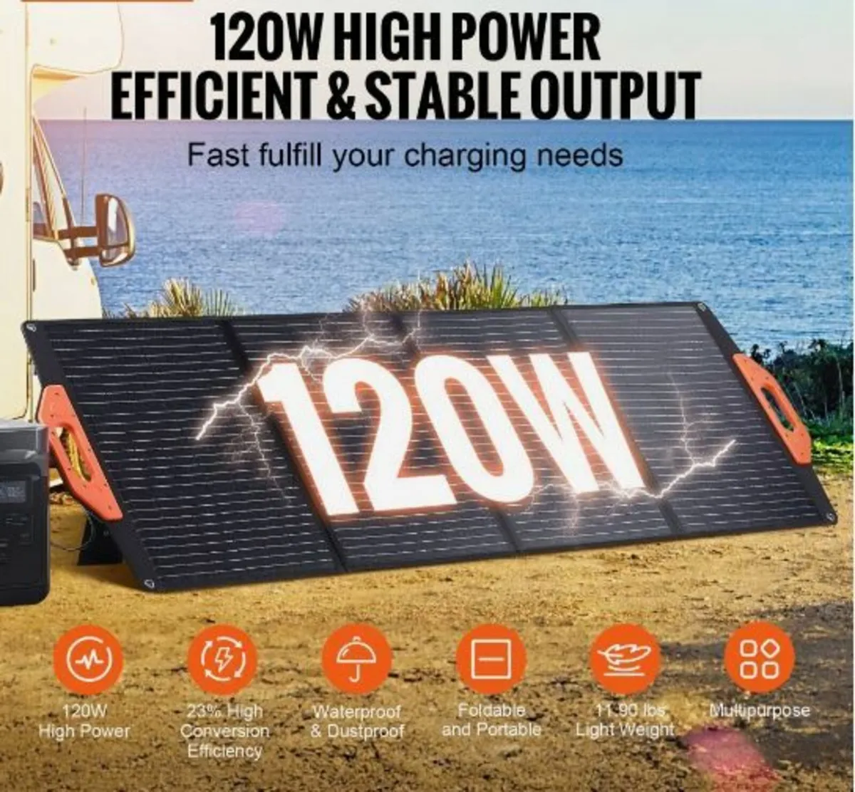 Portable Monocrystalline Solar Panel 120W - Image 1
