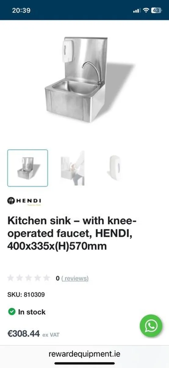 Knee-operated s/steel hand sinks x 2 - Image 2