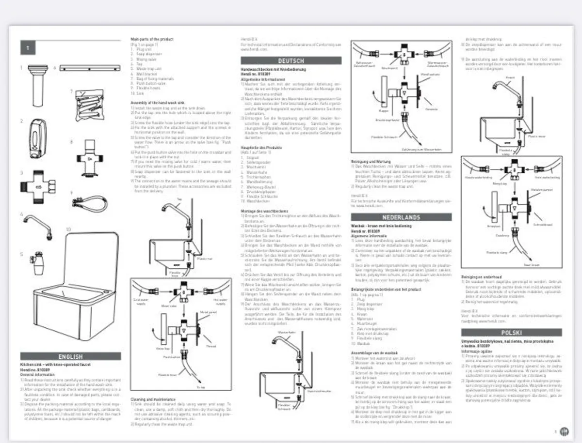 Knee-operated s/steel hand sinks x 2 - Image 3