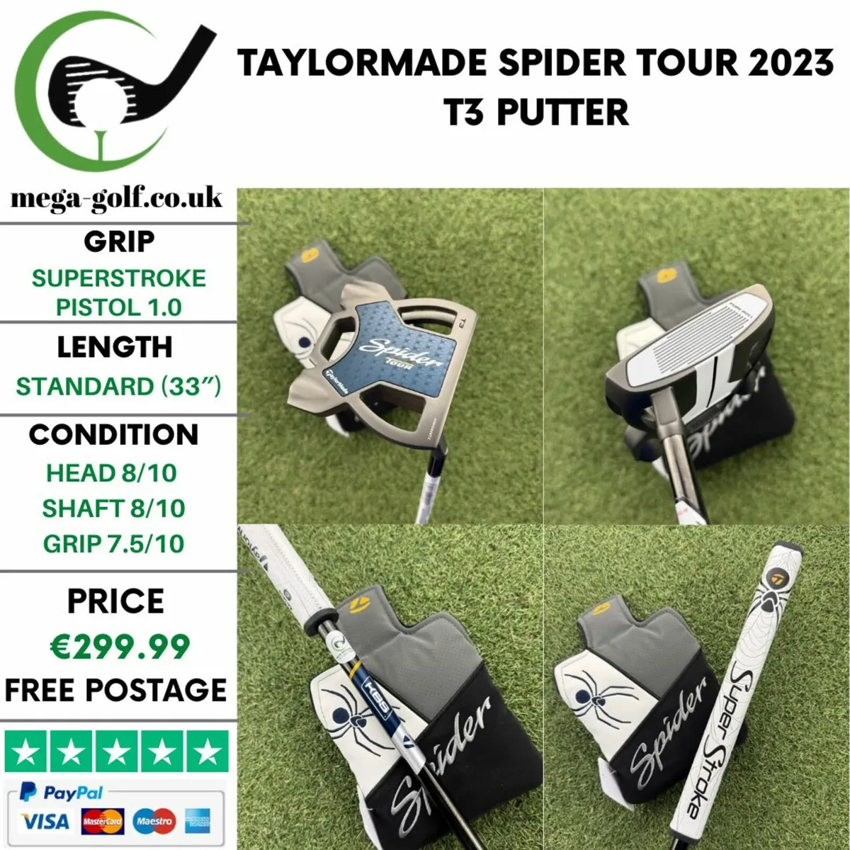 TAYLORMADE SPIDER TOUR 2023 T3 PUTTER / 33″ - Image 1