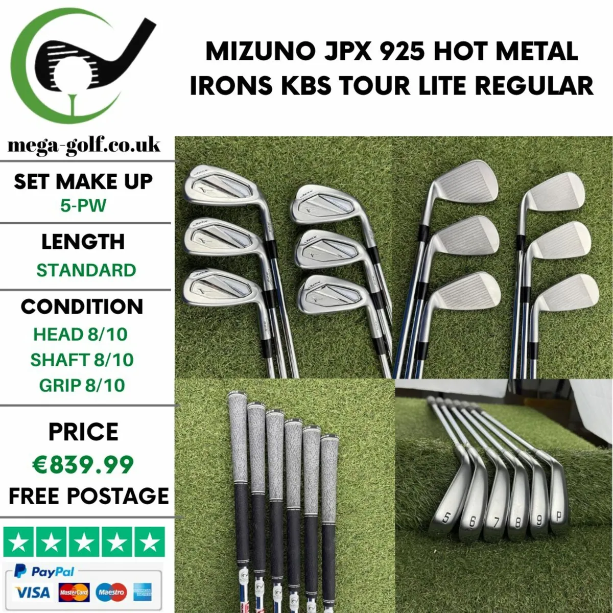 MIZUNO JPX 925 HOT METAL IRONS / 5-PW / REGULAR - Image 1