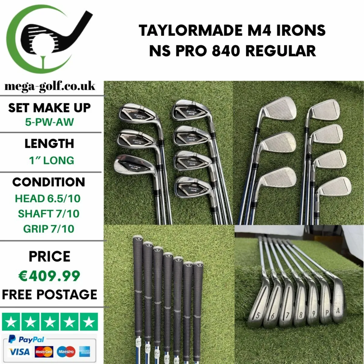 TAYLORMADE M4 IRONS / 5-PW-AW / NS PRO 840 REGULAR - Image 1