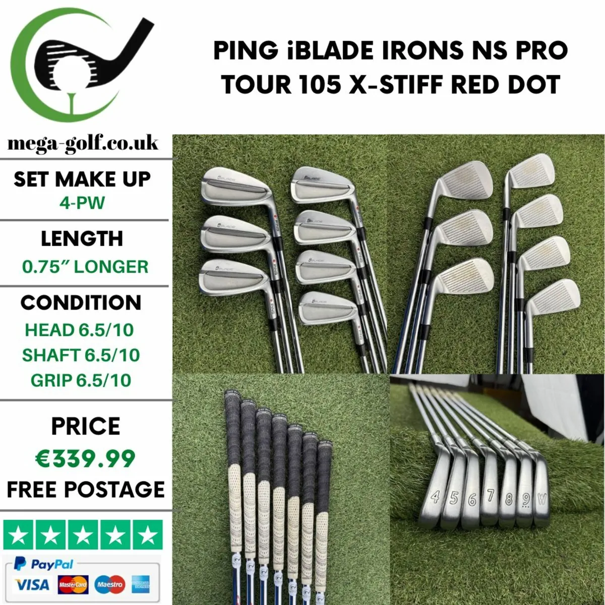 PING iBLADE IRONS / 4-PW / NS PRO TOUR 105 X-STIFF - Image 1
