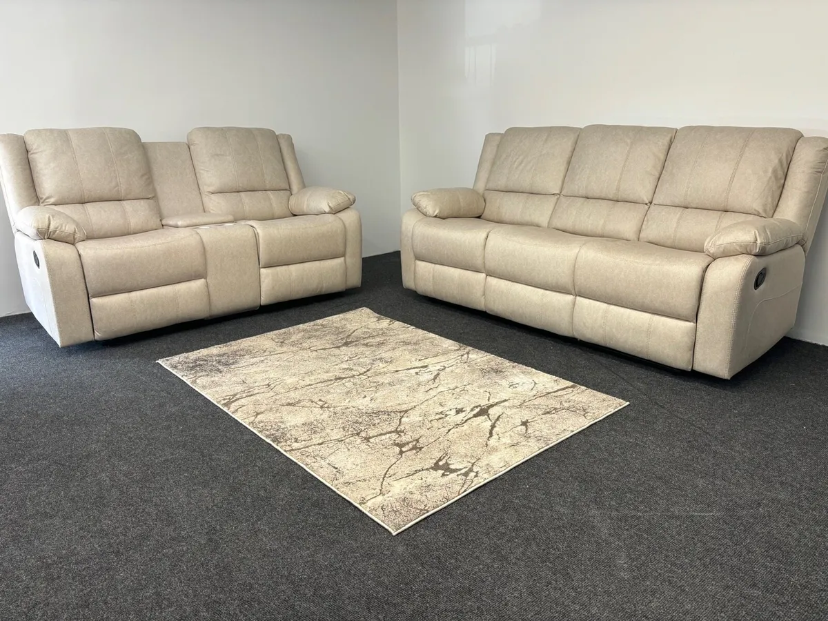 New 3+1+1 Beige Recliner Sofas - Image 2
