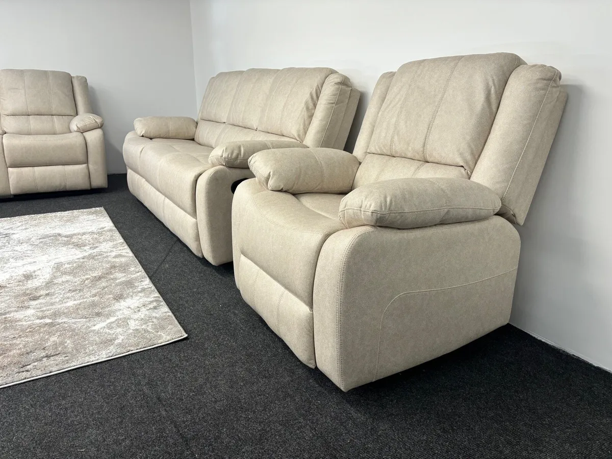 New 3+2 Beige Recliner Sofas - Image 2