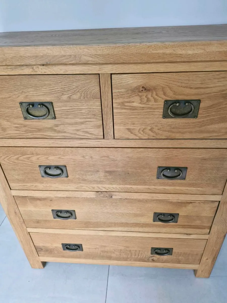 Oak Chest of drawers - 5 drawer -110cm  x 100cm - Image 4