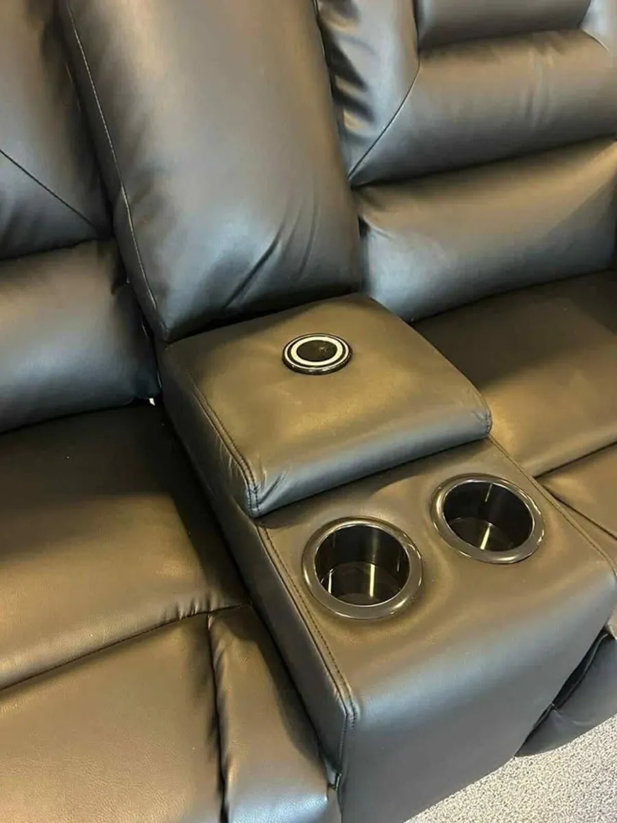New 3+2 Black Electric Leather Recliner Sofa - Image 4