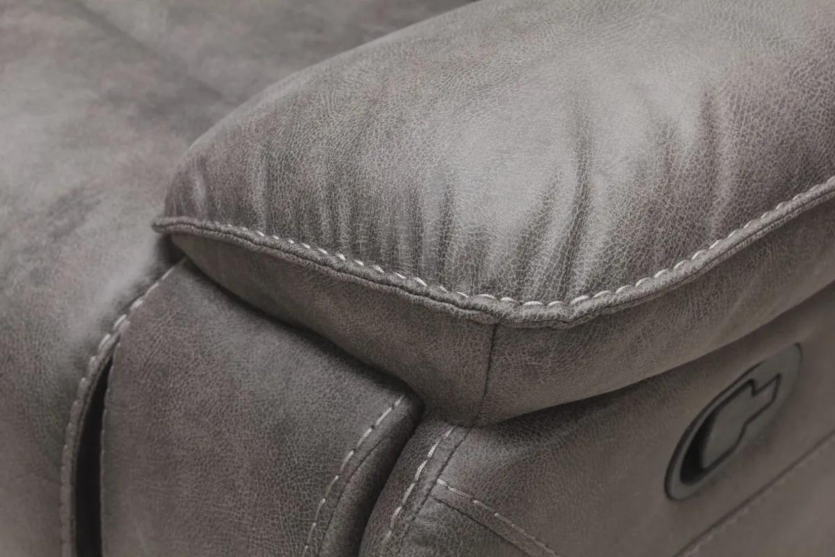 New 3+1+1 Grey Oxford Leather Recliner Sofas - Image 4