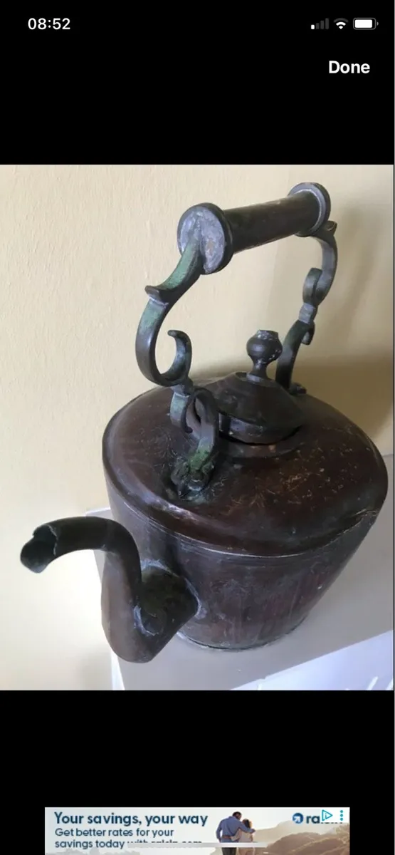 Large Antique 19th Century Brass & Copper Kettle - Image 2