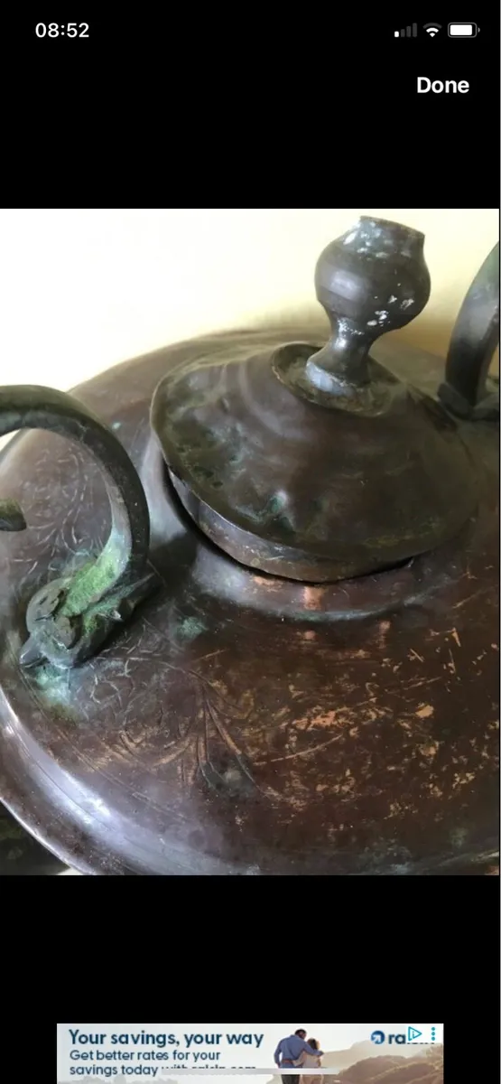 Large Antique 19th Century Brass & Copper Kettle - Image 3