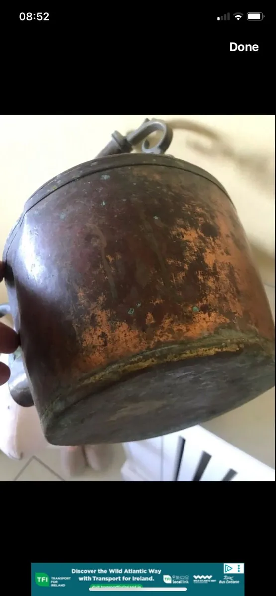 Large Antique 19th Century Brass & Copper Kettle - Image 4