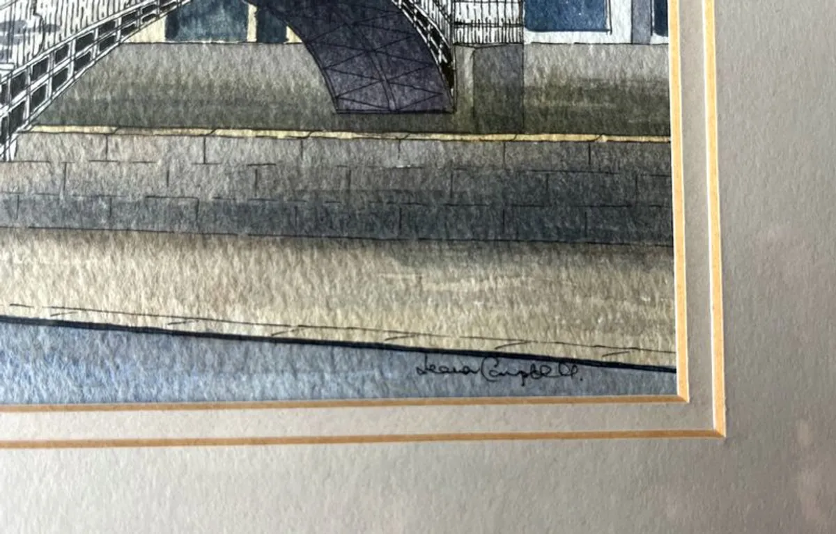 Framed Watercolour of Ha'penny Bridge - Image 2