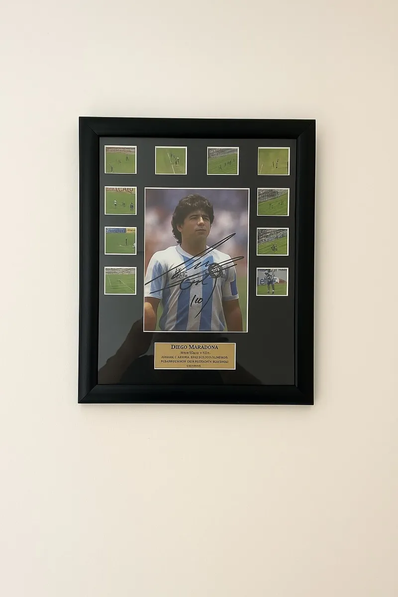 ⚽️ Diego Maradona Signed & Framed montage - Image 1