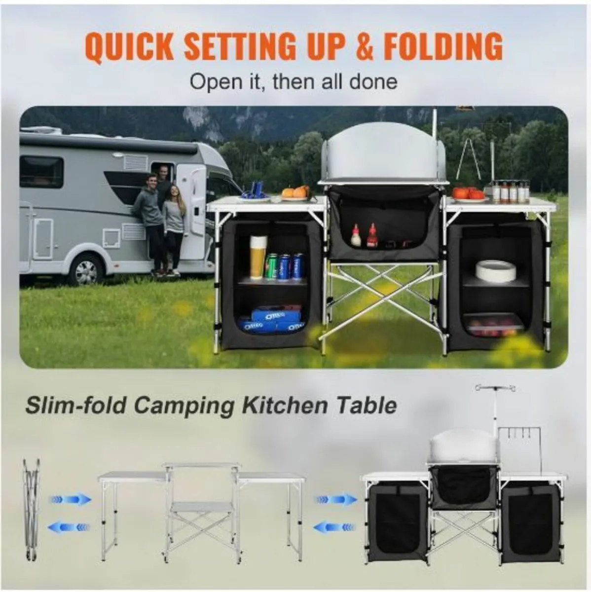 Camping Kitchen Table, Folding Outdoor - Image 1
