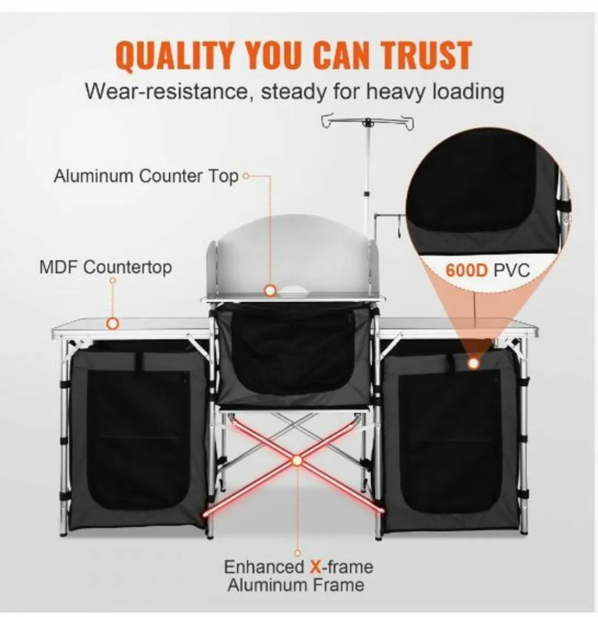Camping Kitchen Table, Folding Outdoor - Image 2